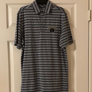 Under Armour Black and Gray Striped Polo Shirt